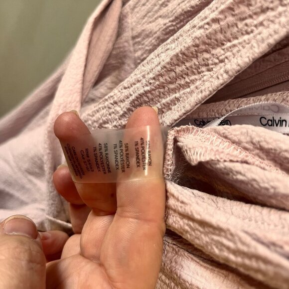 Sleeveless Calvin Klein Dress Womens Size 8 Pink Textured Belted Wrap Midi New W - Picture 10 of 10